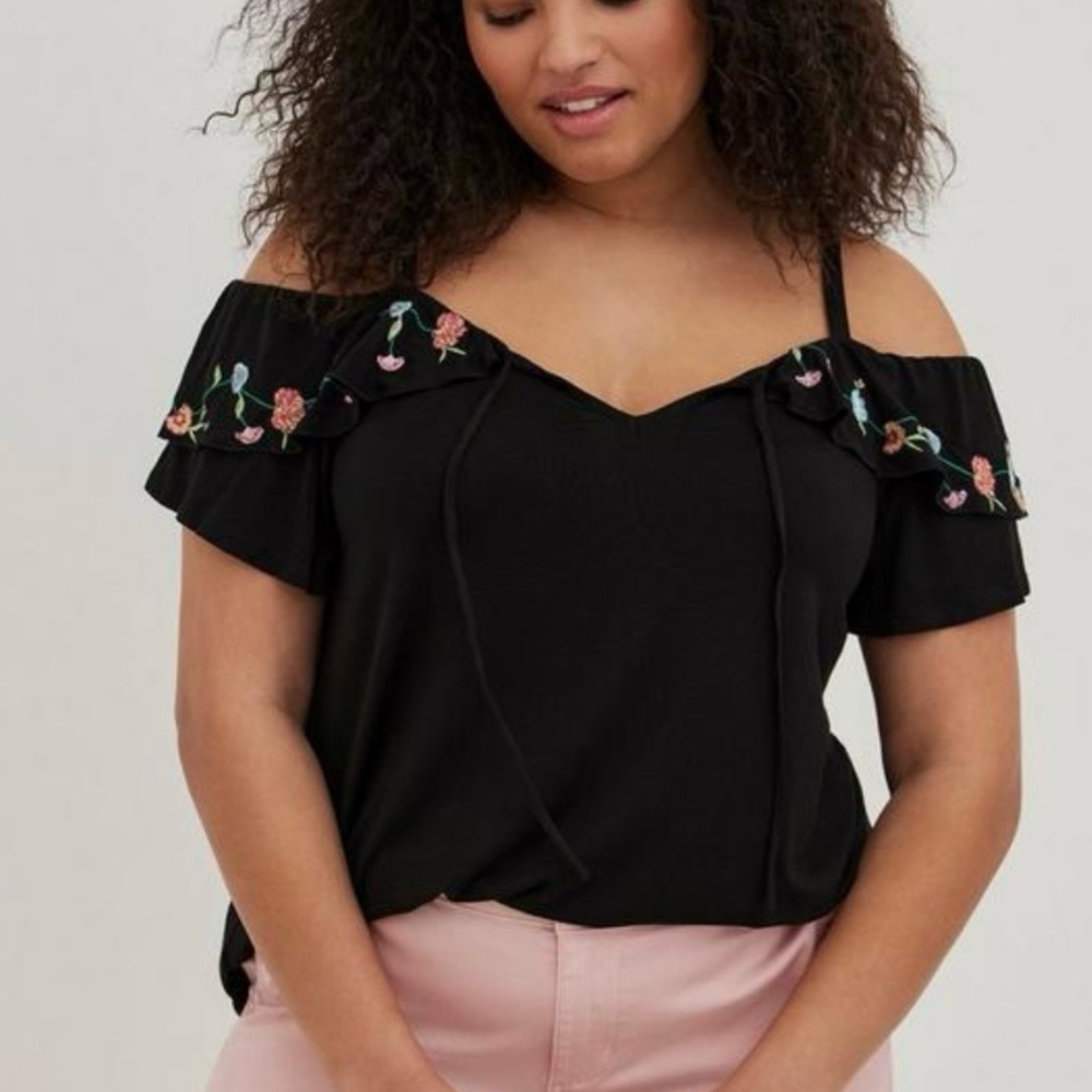 Torrid Super Soft Cold Shoulder Ruffle Top